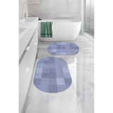 Napolihome Dijital Yıkanabilir Kaymaz Taban Kilim Görünümlü Oval Banyo Paspası Klozet Takımı,Lila 60 X 100