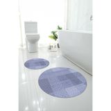 Napolihome Dijital Yıkanabilir Kaymaz Taban Kilim Görünümlü Yuvarlak Banyo Paspası Klozet Takımı,Lila 100 X 100