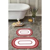 Napolihome Dijital Yıkanabilir Kaymaz Taban Klasik Model Oval Banyo Paspası Klozet Takımı,Kırmızı 60 X 100 KLOZET-O-53