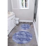 Napolihome Dijital Yıkanabilir Kaymaz Taban Kupa Desenli Yuvarlak Banyo Paspası Klozet Takımı,Lacivert 100 X 100