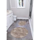 Napolihome Dijital Yıkanabilir Kaymaz Taban Kupa Desenli Yuvarlak Banyo Paspası Klozet Takımı,Vizon 100 X 100