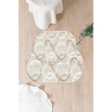 Napolihome Dijital Yıkanabilir Kaymaz Taban Sade Modern Klasik Oval Banyo Paspası Klozet Takımı,Bej 60 X 100