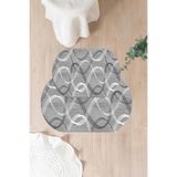 Napolihome Dijital Yıkanabilir Kaymaz Taban Sade Modern Klasik Oval Banyo Paspası Klozet Takımı,Gri 60 X 100