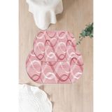 Napolihome Dijital Yıkanabilir Kaymaz Taban Sade Modern Klasik Oval Banyo Paspası Klozet Takımı,Pembe 60 X 100