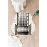 Napolihome Dijital Yıkanabilir Kaymaz Taban Sade Modern Oval Banyo Paspası Klozet Takımı,Gold 60 X 100