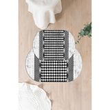 Napolihome Dijital Yıkanabilir Kaymaz Taban Sade Modern Oval Banyo Paspası Klozet Takımı,Gri 60 X 100