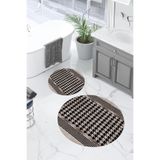 Napolihome Dijital Yıkanabilir Kaymaz Taban Sade Modern Yuvarlak Banyo Paspası Klozet Takımı,Vizon 100 X 100