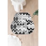 Napolihome Dijital Yıkanabilir Kaymaz Taban Sade Zigzag Model Oval Banyo Paspası Klozet Takımı,Gri 60 X 100