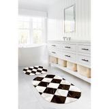 Napolihome Dijital Yıkanabilir Mermer Zemin Desenli Oval Banyo Paspası Klozet Takımı,Kahverengi 60 X 100