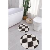 Napolihome Dijital Yıkanabilir Mermer Zemin Desenli Yuvarlak Banyo Paspası Klozet Takımı,Vizon 100 X 100