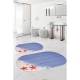 Napolihome Dijital Yıkanabilir Modern Deniz Yıldızı Oval Banyo Paspası Klozet Takımı,Mor 60 X 100