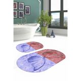 Napolihome Dijital Yıkanabilir Renkli Kelebek Model Oval Banyo Paspası Klozet Takımı,Kırmızı 60 X 100