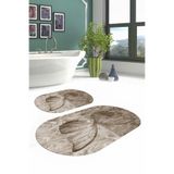 Napolihome Dijital Yıkanabilir Renkli Kelebek Model Oval Banyo Paspası Klozet Takımı,Vizon 60 X 100
