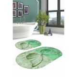 Napolihome Dijital Yıkanabilir Renkli Kelebek Model Oval Banyo Paspası Klozet Takımı,Yeşil 60 X 100