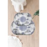 Napolihome Dijital Yıkanabilir Sade Vektörel Desenli Oval Banyo Paspası Klozet Takımı,Lacivert 60 X 100