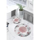 Napolihome Dijital Yıkanabilir Sade Vektörel Desenli Yuvarlak Banyo Paspası Klozet Takımı,Bordo 100 X 100