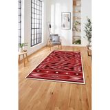 Napolihome Etnik Kilim Desen Görünümlü Yıkanabilir Kaymaz Taban Yolluk Mutfak Salon Halısı,Kırmızı 120 X 250