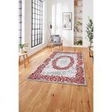 Napolihome Klasik Sade Modern Dijital Baskılı Yıkanabilir Kaymaz Taban Yolluk Mutfak Salon Halısı,Kırmızı 180 X 280