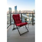Napper Katlanabilir Kırmızı Şezlong - Su Geçirmez Kumaş, Metal Iskelet, Balkon ve Bahçe Sandalyesi - 110 x 50