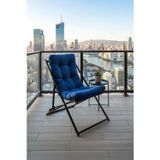 Napper Katlanabilir Mavi Şezlong - Su Geçirmez Kumaş, Metal İskelet, Balkon Ve Bahçe Sandalyesi