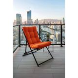 Napper Katlanabilir Turuncu Şezlong - Su Geçirmez Kumaş, Metal İskelet, Balkon Ve Bahçe Sandalyesi