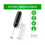 Naque Kiwi KCW-1224 Şarjlı Kablosuz Mini Mikser – Tek Bardaklık Ayran, Kahve ve Yumurta Çırpıcı, Kapaklı Type-C Güçlü Süt Köpürtücü - Ahşap