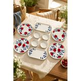Nar 10 Parça 4 Kişilik Stackable Seramik Kahvaltı Takımı Nar Desenli Lüks Kahvaltılık Sunum Seti