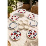 Nar 11 Parça 6 Kişilik Stackable Seramik Kahvaltı Ve Servis Takımı Nar Desenli
