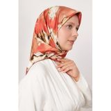 Nar Çiçeği Lotus Çiçek Twill İpek Eşarp
