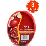 Nar Özlü Süngerli Sabun Banyo Duş Sabunu 120 G x 3 Adet