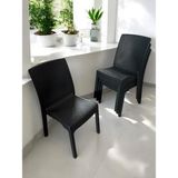 Nar Sokağı 4 Adet Kolsuz Rattan Sandalye 4'lü Set - Antrasit