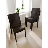 Nar Sokağı 4 Adet Kolsuz Rattan Sandalye 4'lü Set - Kahverengi