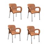 Nar Sokağı 4 Adet Metal Ayaklı Plastik Sandalye Koltuk Teak