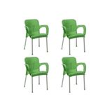 Nar Sokağı 4 Adet Metal Ayaklı Plastik Sandalye Koltuk Yeşil