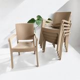 Nar Sokağı 6 Adet Karizma Rattan Kollu Sandalye Koltuk 6'lı Set - Kapuçino
