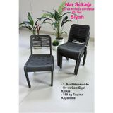 Nar Sokağı 6 Adet Loras Kolsuz Sandalye Bahçe, Balkon ve Cafe Sandalyesi Siyah
