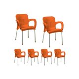 Nar Sokağı 6 Adet Metal Ayaklı Plastik Sandalye Koltuk 6'lı Set Turuncu