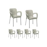 Nar Sokağı 6 Adet Metal Ayaklı Plastik Sandalye Koltuk Krem