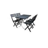 Nar Sokağı 60x90 cm Katlanır Masa 4 Adet Katlanır Sandalye Bahçe Balkon Piknik Masa Takımı Antrasit