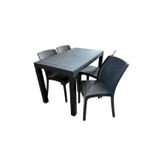 Nar Sokağı 70x120 cm Camsız Rattan Masa 4 Adet Kolsuz Rattan Sandalye Masa Takımı Antrasit