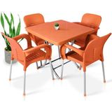 Nar Sokağı 80X80 Metal Ayaklı Bahçe Balkon Masa Takımı Turuncu