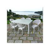 Nar Sokağı Bambu Beyaz 90X150 cm Camlı Rattan Bahçe Balkon Masa Takımı