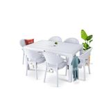 Nar Sokağı Bambu Beyaz 90X150 cm Camsız Rattan Bahçe Balkon Masa Takımı