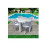 Nar Sokağı Bambu Beyaz 90X90 cm Camlı Rattan Bahçe Balkon Masa Takımı
