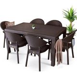 Nar Sokağı Bambu Kahve 90X150 cm Camsız Rattan Bahçe Balkon Masa Takımı - Kahverengi