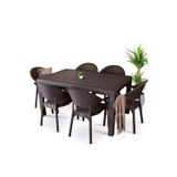 Nar Sokağı Bambu Kahve 90x150 Cm Camsız Rattan Bahçe Balkon Masa Takımı