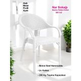 Nar Sokağı Bambu Rattan Kollu Sandalye Koltuk Beyaz