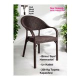 Nar Sokağı Bambu Rattan Kollu Sandalye Koltuk Kahve