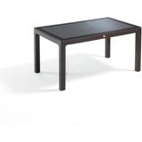 Nar Sokağı Camlı Kahve 90X150 cm Rattan Bahçe Balkon Masası - Kahverengi