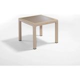 Nar Sokağı Camlı Kapiçino 90X90 cm Rattan Bahçe Balkon Masası - Krem